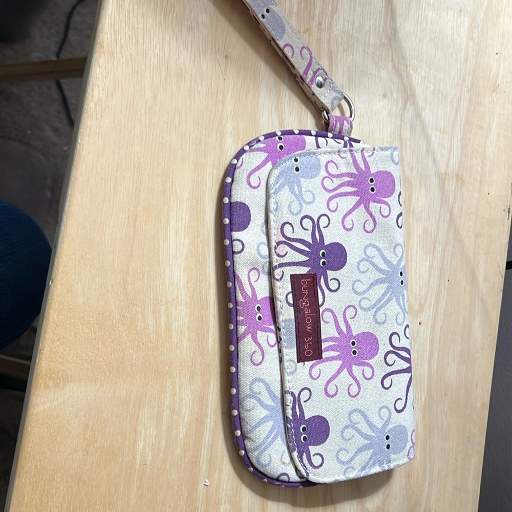 Bungalow 360 Purple Octopus Canvas Wristlet.